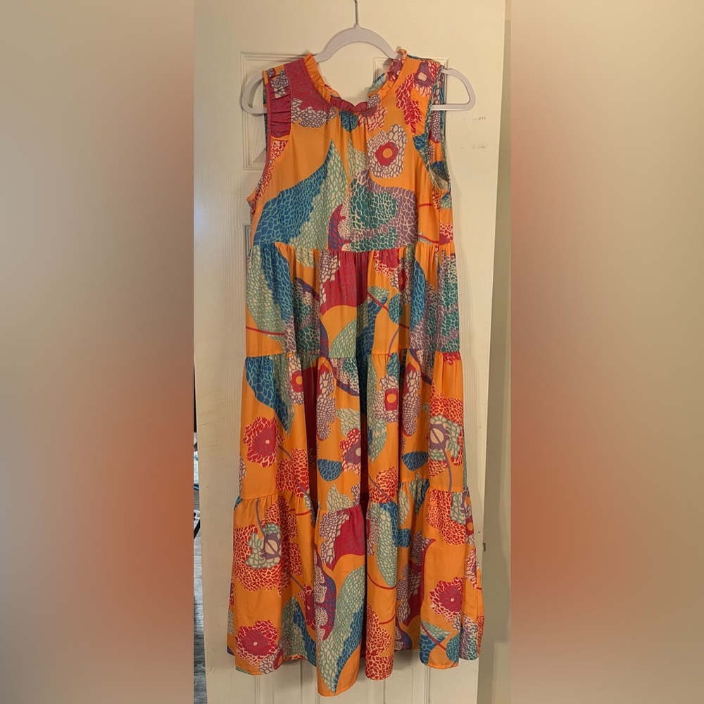 Umgee Orange Tiered Maxi Skirt Resort Wear